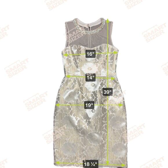 New MAGGY LONDON Starry Night Metallic Jacquard Sheath Dress Beaded Collar SZ 4 - Picture 9 of 10